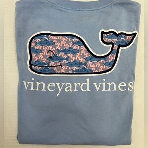 Vineyard Vines Boys size large blue whale t-shirt blue and pink